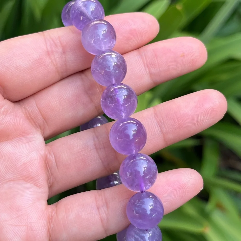 12.5mm stretchable purple‎ amethyst bracelet
